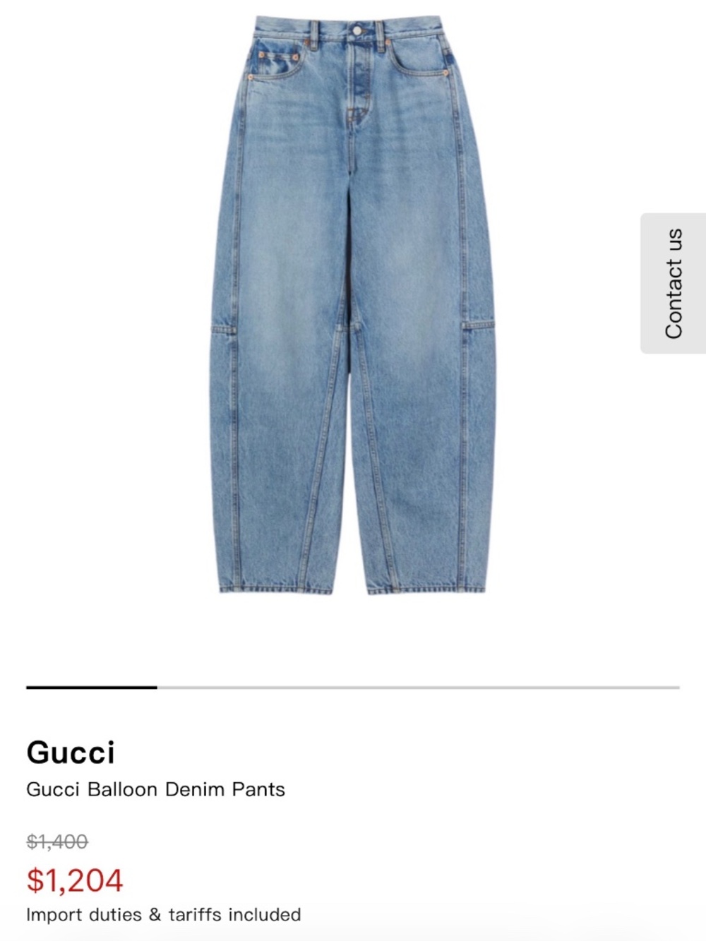 New GUCCI BALLOON DENIM PANT